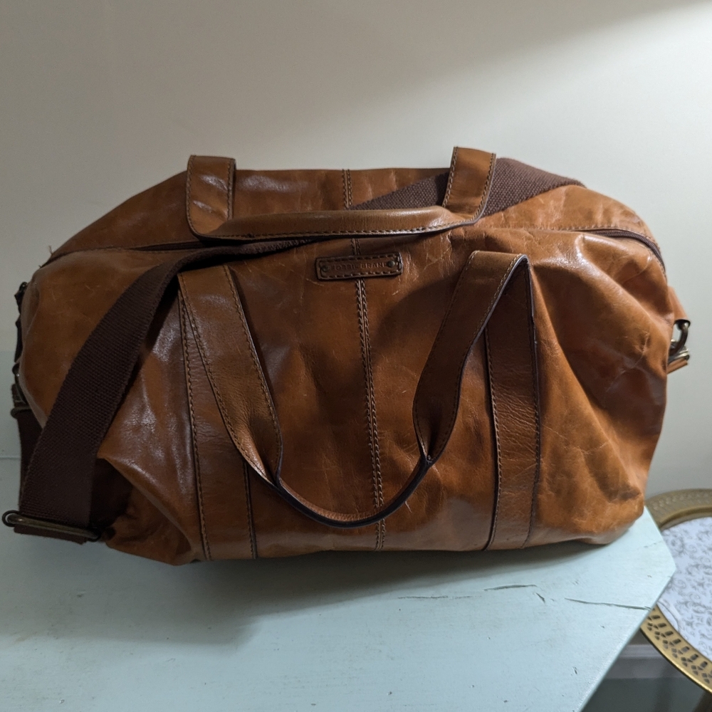 Vintage Fossil Genuine leather Weekender Bag